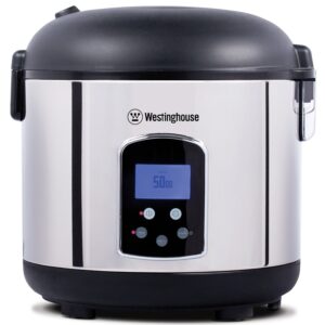 Westinghouse Rice Cooker, Hot Cereal Oatmeal Cooker, Food Steamer, 20 Cup, Stainless Steel and Black