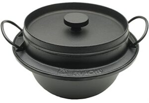 iwachu 410-719 japanese cast iron gohan nabe rice cooker, black