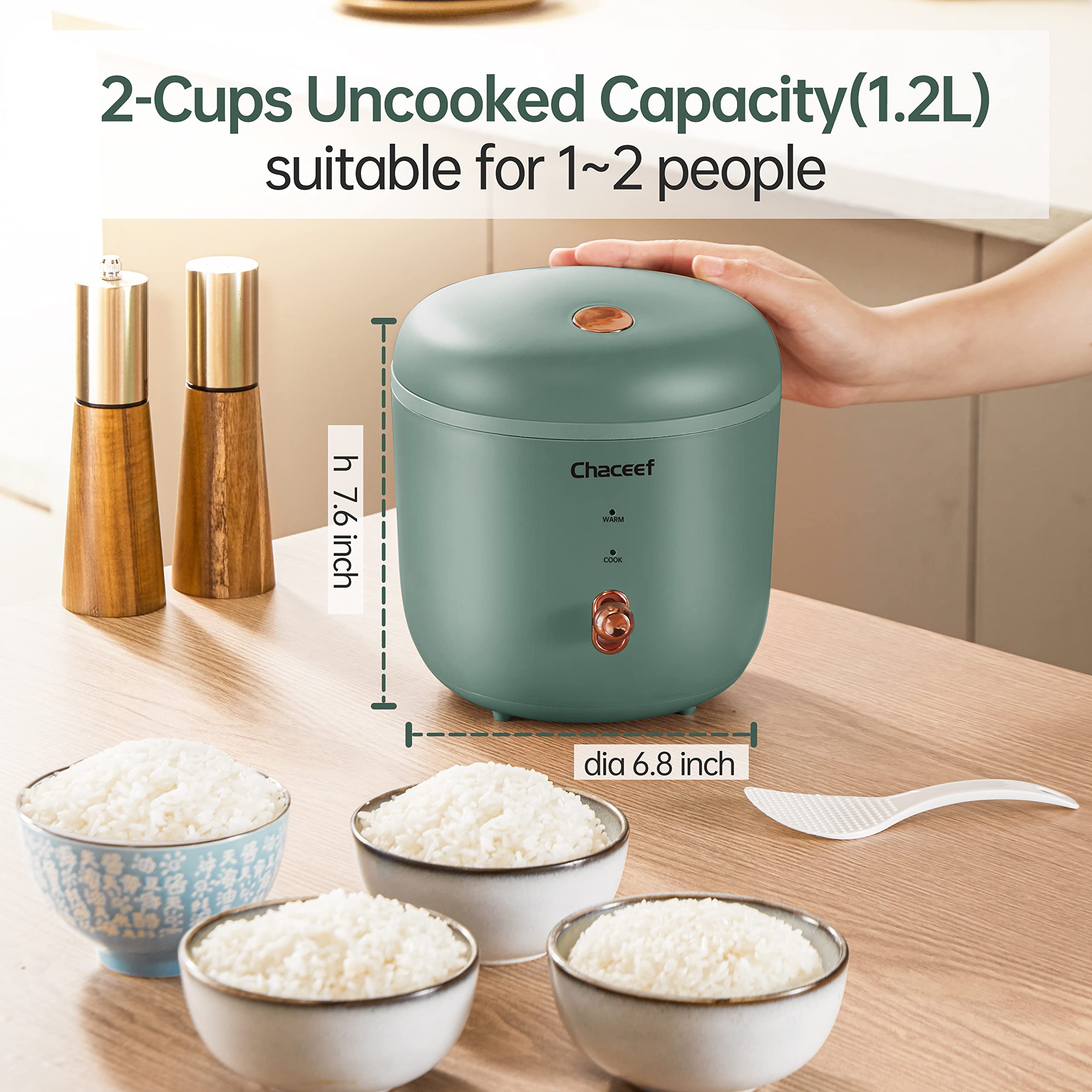 CHACEEF 1.2L Mini Rice Cookers, Portable Rice Cookers, Small Rice Cookers