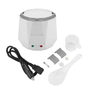 fdit mini rice cookers 24v 1.3 l electric rice-cooker food steamer for truck car cooking for soup porridge rice noodles portable 180w(white)