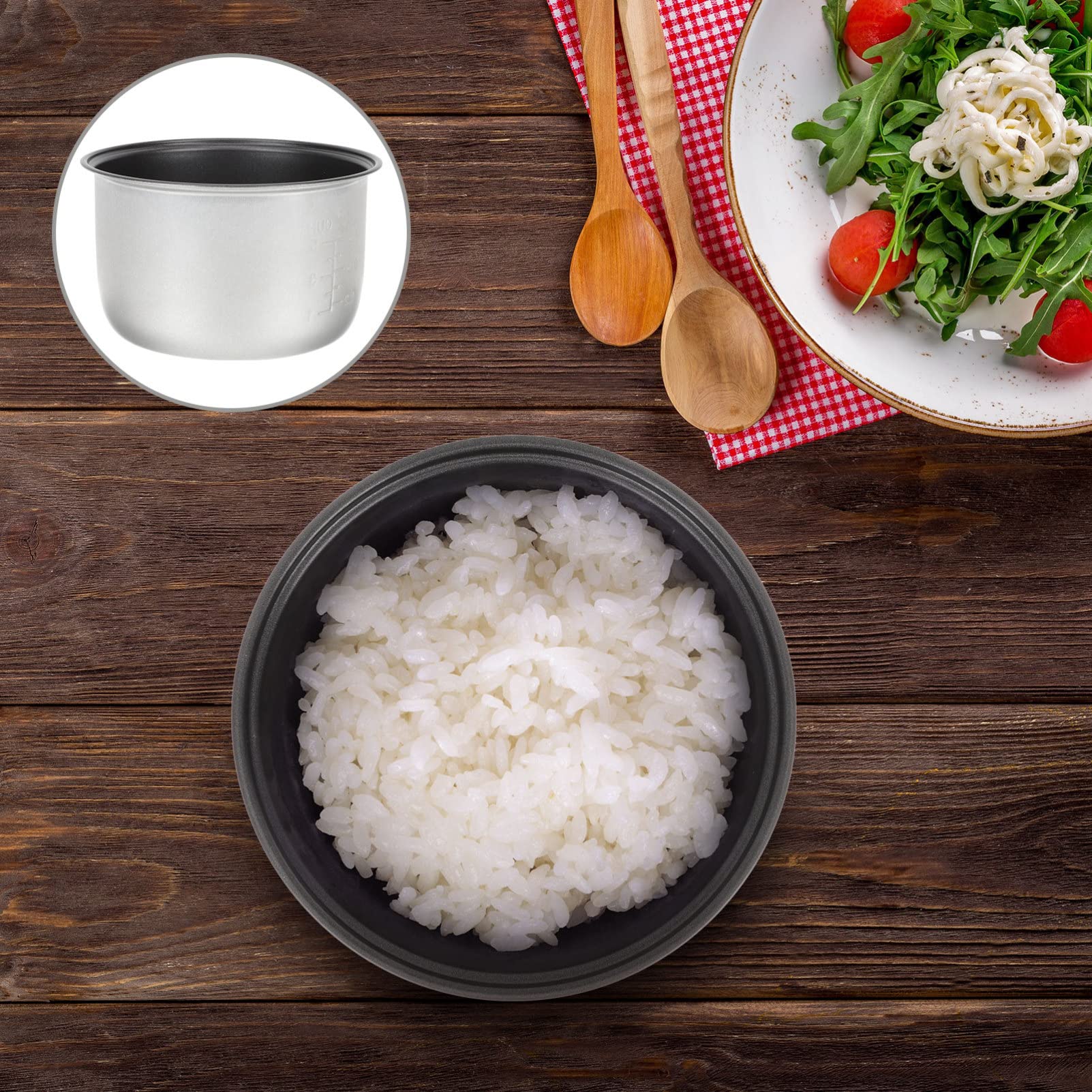 Housoutil Rice Cooker Inner Pot Non-stick Rice Cooker Pot Aluminum Alloy Instants Pot Electric Rice Inner Tank Interior Cooking Pot Dishwasher Oven Safe for Home Kitchen Silver