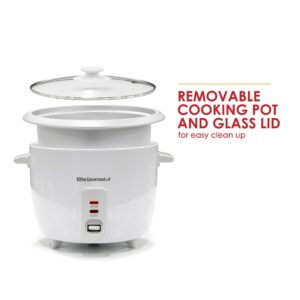 Elite Gourmet ERC-003 Electric Rice Cooker, 6 Cups Cooked (3 Cups Uncooked), White & EGC007CHC# Rapid Egg Cooker, 7 Easy-To-Peel, Hard, Medium, Alarm, 16-Recipe Booklet, Charcoal Grey