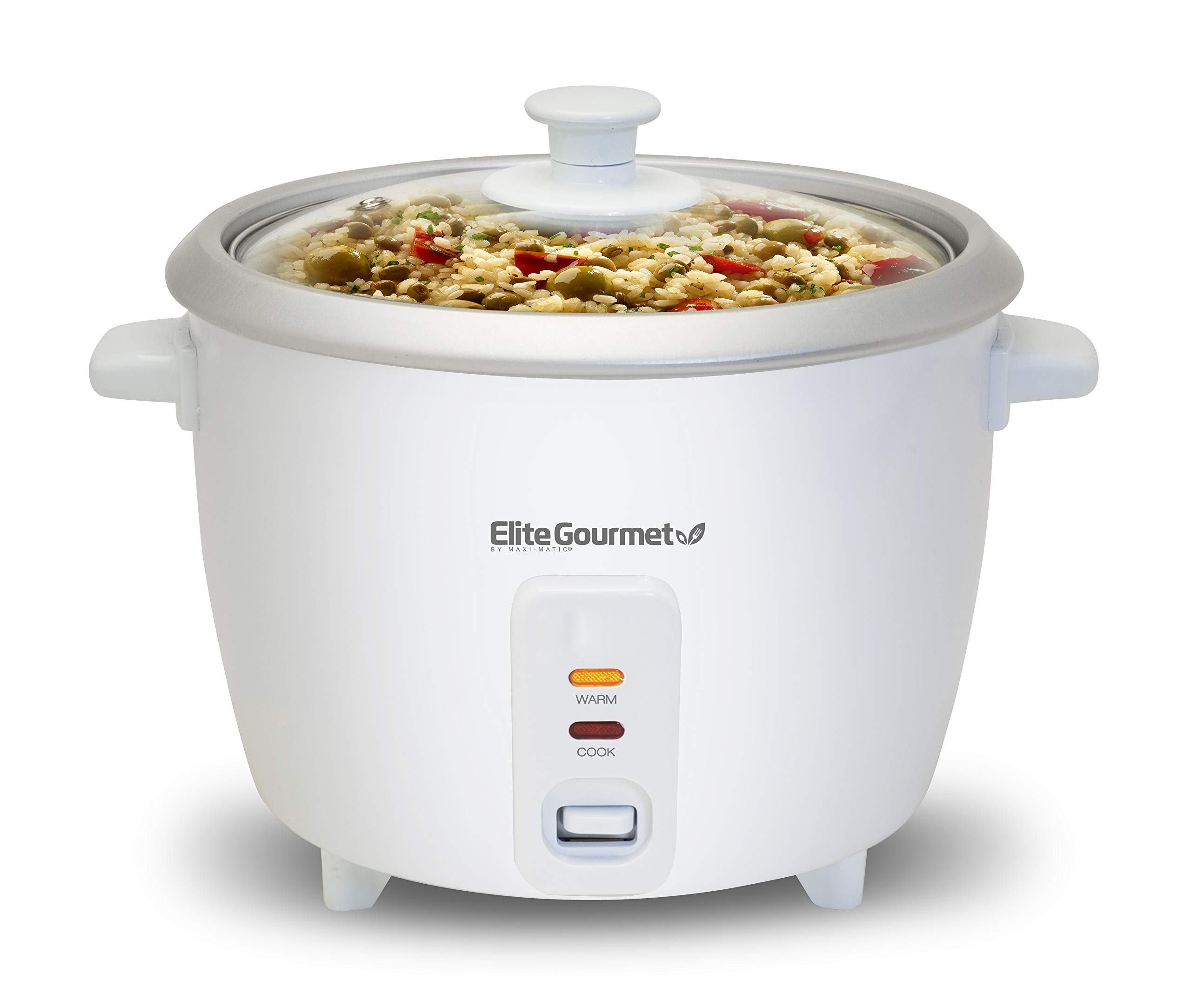 Elite Gourmet ERC-003 Electric Rice Cooker, 6 Cups Cooked (3 Cups Uncooked), White & EGC007CHC# Rapid Egg Cooker, 7 Easy-To-Peel, Hard, Medium, Alarm, 16-Recipe Booklet, Charcoal Grey