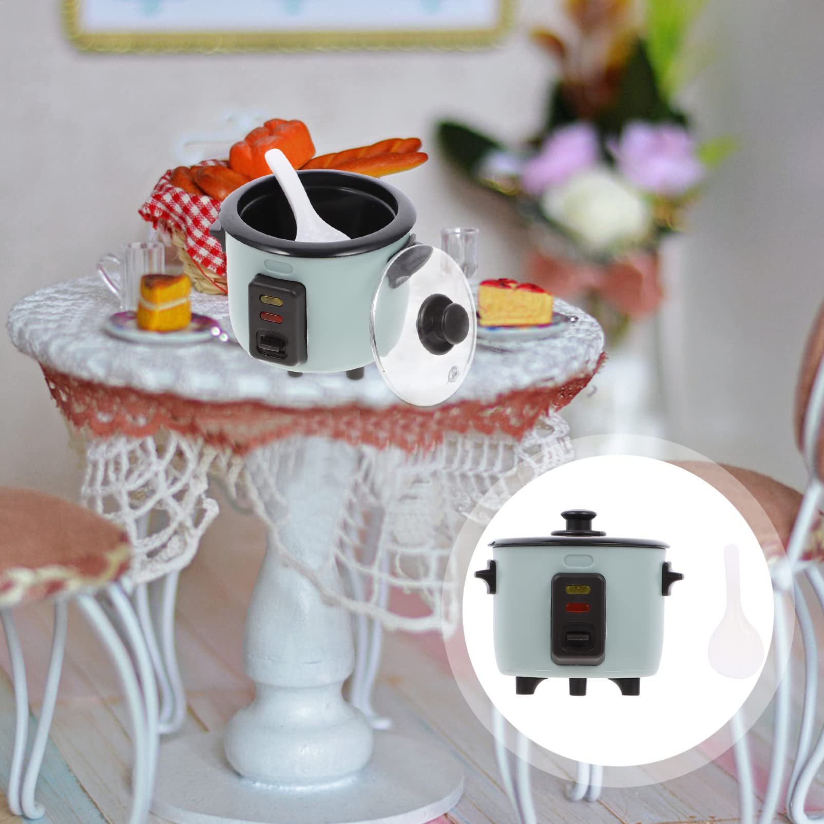 Kisangel Dollhouse Rice Cooker Miniature Rice Cooker Model Simulation Kitchen Appliance for Mini Play Food