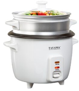 tayama rc-8 rice cooker with 8 cup steam tray, white