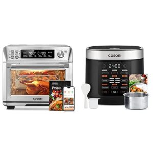 cosori rice cooker 10 cup uncooked rice maker with 18 cooking functions & cosori air fryer toaster oven combo, 12-in-1 convection ovens countertop, stainless steel