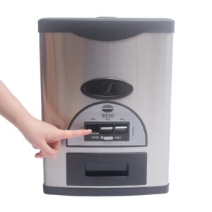 Rice Dispenser, Auto Rice Dispenser Rice Storage Container Stainless Steel Rice Organization, Perfect for Rice Cooker, 10kg/22lb, Black