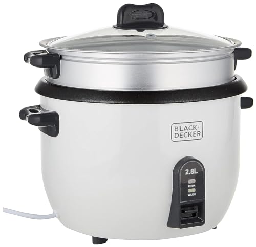 Black & Decker RC2850 1100W 2.8 L 11.8 Cup Rice Cooker (Non-USA Compliant), White, standard