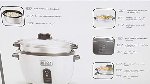 Black & Decker RC2850 1100W 2.8 L 11.8 Cup Rice Cooker (Non-USA Compliant), White, standard