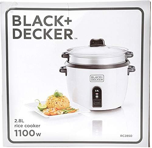 Black & Decker RC2850 1100W 2.8 L 11.8 Cup Rice Cooker (Non-USA Compliant), White, standard