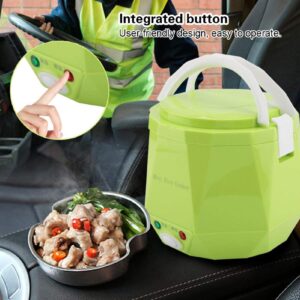 1.3L 24v 180w Electric Lunch Electric Rice Cooker Box Mini USB Rice Cooker Removable Food Grade Double Safety Buckle Cook Rice,Porridge, Nutritious Eggs,Warm Dishes for Home Car Truck Outdoor (Green)