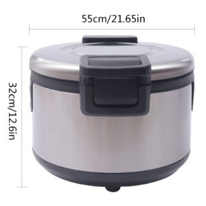 19 L/20QT Commercial Rice Warmer, 100W Stainless Efficient Insulation Electric Rice Warmer Rice Warming Machine with Non-stick Inner Pot & Rice Spoon, Suitable for Warming Rice, Porridge, Soup