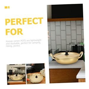 Pot Rice Cooker Steamer Instant Hotpot Asian Ramen Aluminum Ramyun Cooker Pan Korean Traditional Pot Cooking Noodles Pot Ramen Pot Yellow Aluminum Alloy Pot Food French Golden