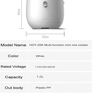 GUANGZHIAN 1.0 L Rice Cooker, Medium Size Cooker for 3-5 People, Multi Food Steamer, 24 Hours Preset, Portable Electric Rice Cooker 4 Cups (Uncooked), White