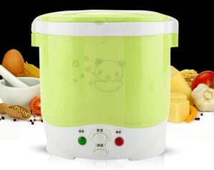 bality 24v 130w 1l portable multifunctional electric rice cooker food steamer, food grade pp mini car rice cooker travel rice cooker for 24v trucks(green)