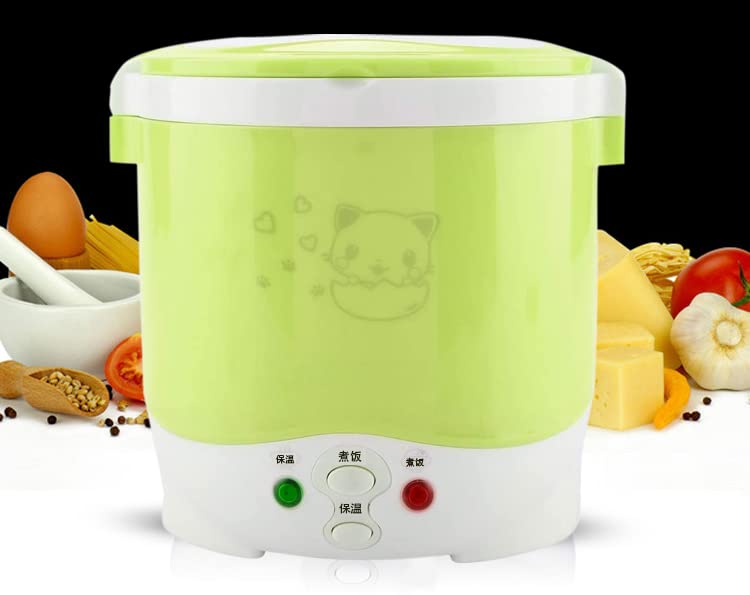 BALITY 24V 130W 1L Portable Multifunctional Electric Rice Cooker Food Steamer, Food Grade PP Mini Car Rice Cooker Travel Rice Cooker for 24V Trucks(Green)