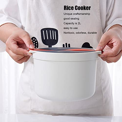 2 Liter Microwave Rice Cooker with Rice Spoon/Lid/Strainer and Steamer Microwave Cookware Set, Bpa Free, Dishwasher Safe for Rice, Pasta, Vegetables, Quinoa, Oatmeal, Ramen