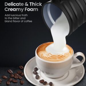 Milk Frother, SAIBOKE 4-in-1 Electric Milk Steamer，Automatic Hot & Cold Foam Maker, 8.8oz/260ml Milk Warmer for Latte, Cappuccinos, Macchiato. Ultra-Quiet Working & Automatic Shut Off.