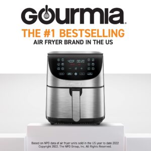 Gourmia Air Fryer Oven Digital Display 7 Quart Large AirFryer Cooker 12 Touch Cooking Presets, XL Air Fryer Basket 1700w Power Multifunction GAF778 Black and stainless steel air fryer FryForce 360°