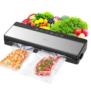 vacuum sealer machine for food saver, 6-in-1 full automatic food sealer with built-in cutter &vacuum sealers bags, air sealing dry/moist/external vacuum system modes for all saving needs starter kit