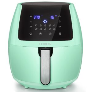 ultrean 5.8 quart air fryer, large family size electric hot air fryers oilless cooker with 10 presets, digital lcd touch screen, nonstick basket, 1700w, ul listed (green)