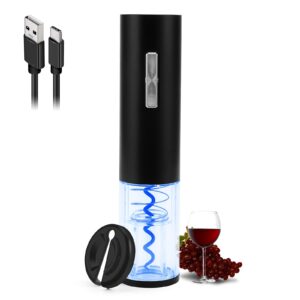 cokunst electric wine opener, type-c charging wine corkscrew bottle opener with foil cutter, automatic rechargeable wine openers with led light for home party restaurant wedding gifts