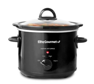 elite gourmet mst-350b electric slow cooker, adjustable temp, entrees, sauces, stews & dips, dishwasher safe glass lid & crock (3 quart, black)