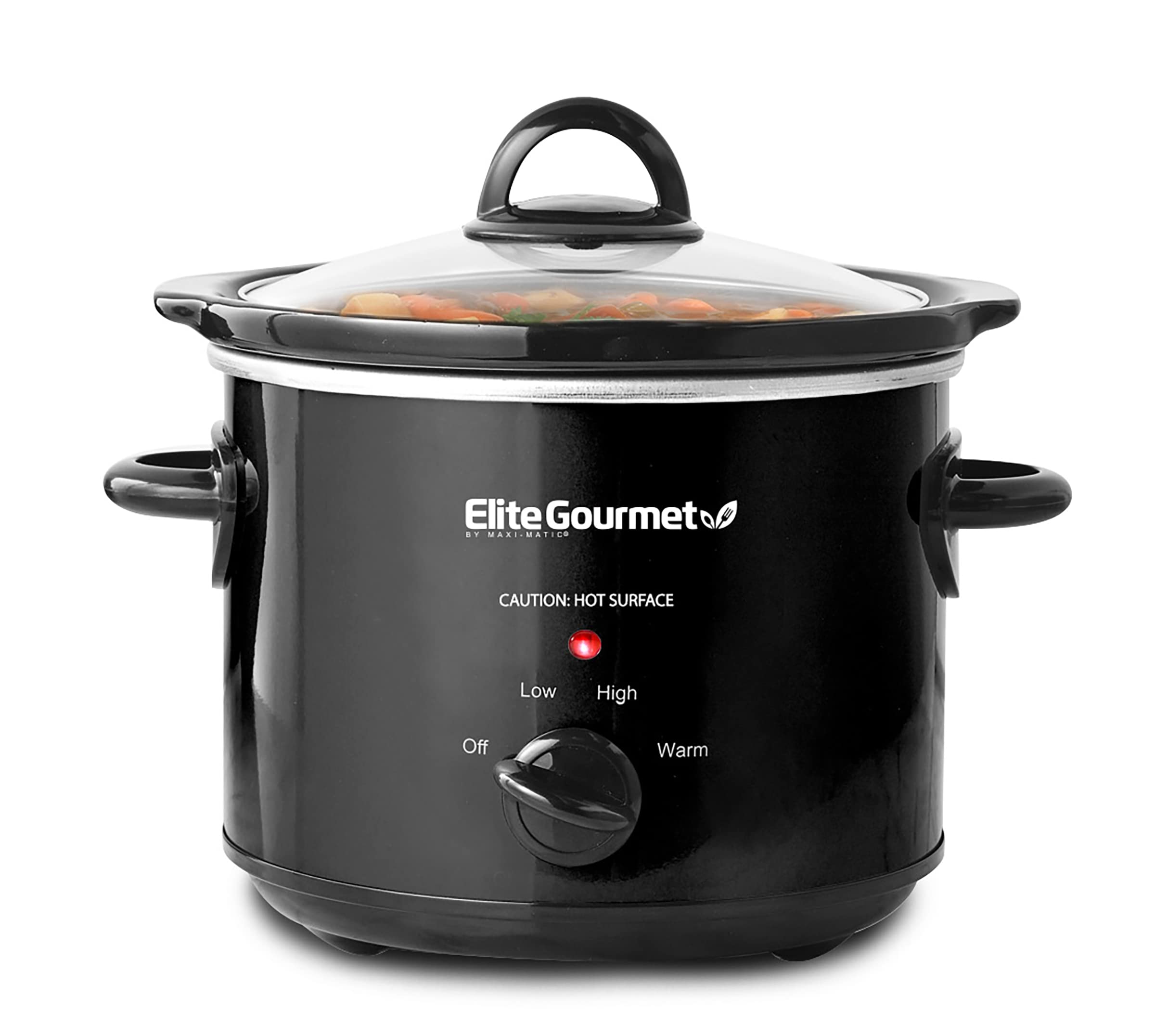 Elite Gourmet MST-350B Electric Slow Cooker, Adjustable Temp, Entrees, Sauces, Stews & Dips, Dishwasher Safe Glass Lid & Crock (3 Quart, Black)