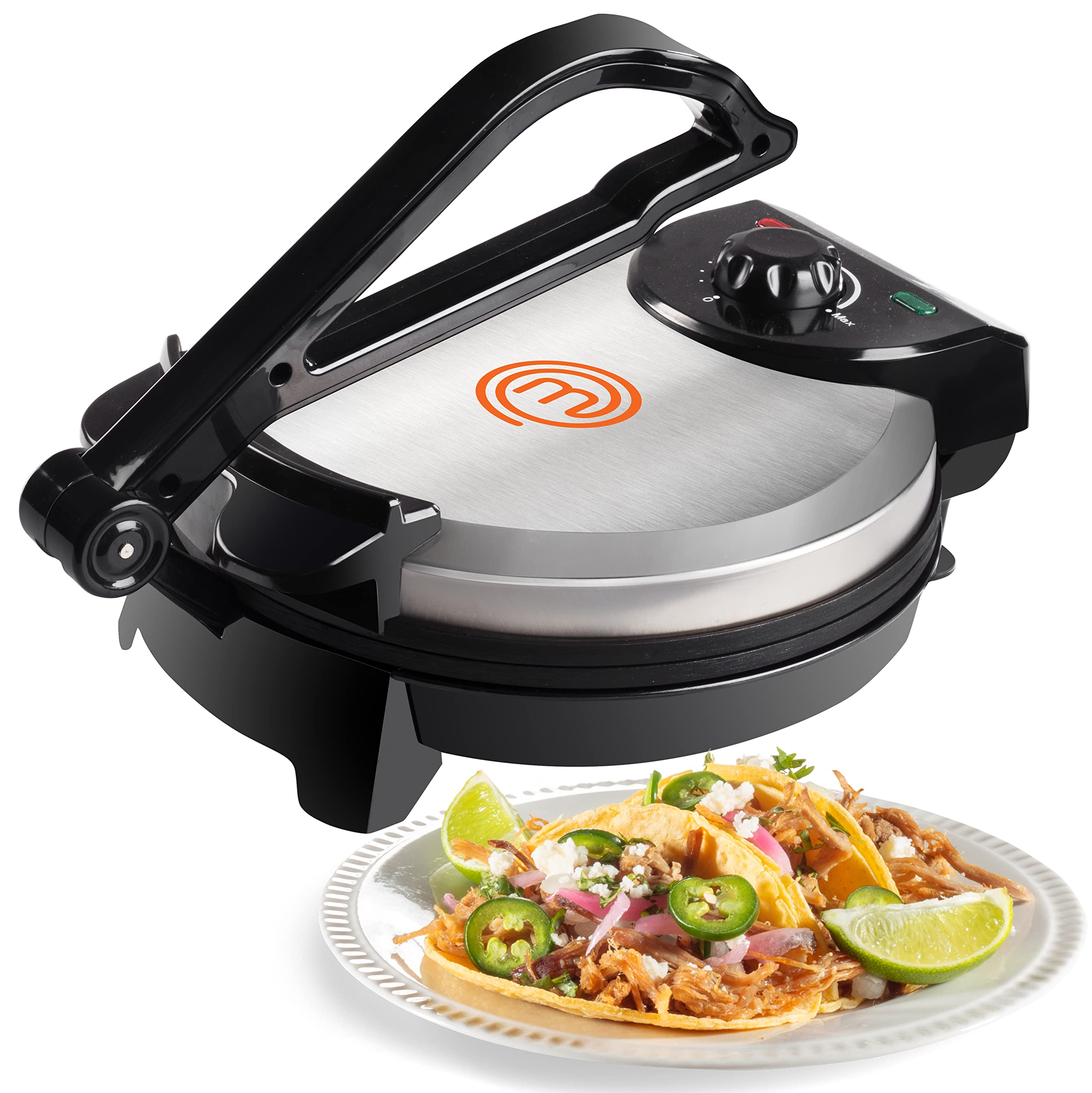 MasterChef Electric Tortilla Maker- Homemade Flatbread, Pitas, Tortillas- Heavy Duty, Non-stick Cooker Easier than Tortilla Press