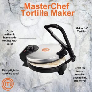 MasterChef Electric Tortilla Maker- Homemade Flatbread, Pitas, Tortillas- Heavy Duty, Non-stick Cooker Easier than Tortilla Press