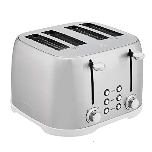 Amazon Basics 4 Slot Toaster, Brushed Silver