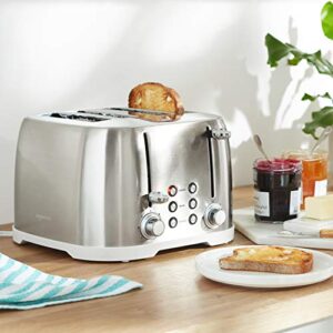 Amazon Basics 4 Slot Toaster, Brushed Silver