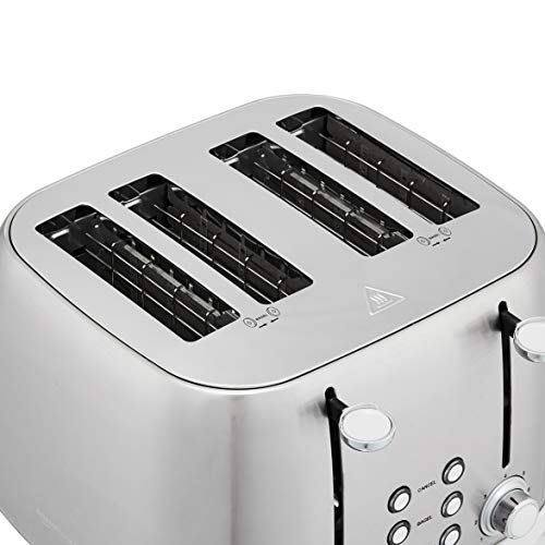 Amazon Basics 4 Slot Toaster, Brushed Silver