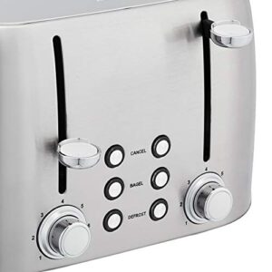 Amazon Basics 4 Slot Toaster, Brushed Silver