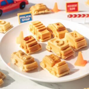 Cars & Trucks Mini Waffle Maker - Make 7 Fun Different Vehicles- Police Car Firetruck Construction Truck & More Automobile Shaped Pancakes- Electric Nonstick Iron for Kids, Easter Basket Stuffer Gift