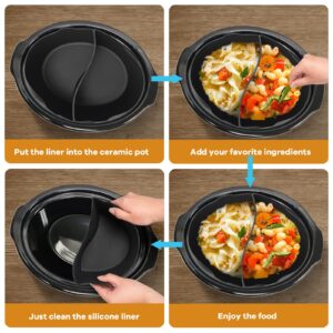 Horuhue Silicone Slow Cooker Liners Fit for Crockpot & Hamilton Beach 6-7QT, Silicone Slow Cooker Divider Liner, Reusable/BPA Free/Slow Cooker Accessories Cooking Liner for Most 6 Quart Slow Cooker