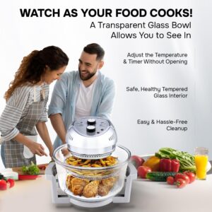 Big Boss 16Qt Large Air Fryer Oven – Large Halogen Oven Cooker with 50+ Air Fryers Recipe Book for Quick + Easy Meals for Entire Family, AirFryer Oven Makes Healthier Crispy Foods – Silver
