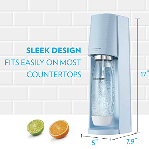 SodaStream Terra Sparkling Water Maker (Misty Blue) with CO2, DWS Bottle and Bubly Drop