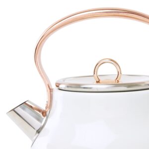 Haden 75089 Heritage 1.7 Liter Stainless Steel Body Countertop Retro Electric Kettle with Auto Shutoff & Dry Boil Protection (Ivory/Copper)