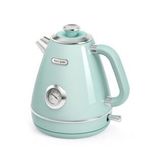 hazel quinn 1.7l electric kettle with thermometer, stainless steel, 1200w fast boil, bpa-free, cordless, auto shut off - mint green