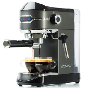 mixpresso professional espresso machine for home 15 bar with milk frother steam wand, espresso maker with double-cup splitter, 1450w fast heating, cappuccino and latte machine with 37oz tank