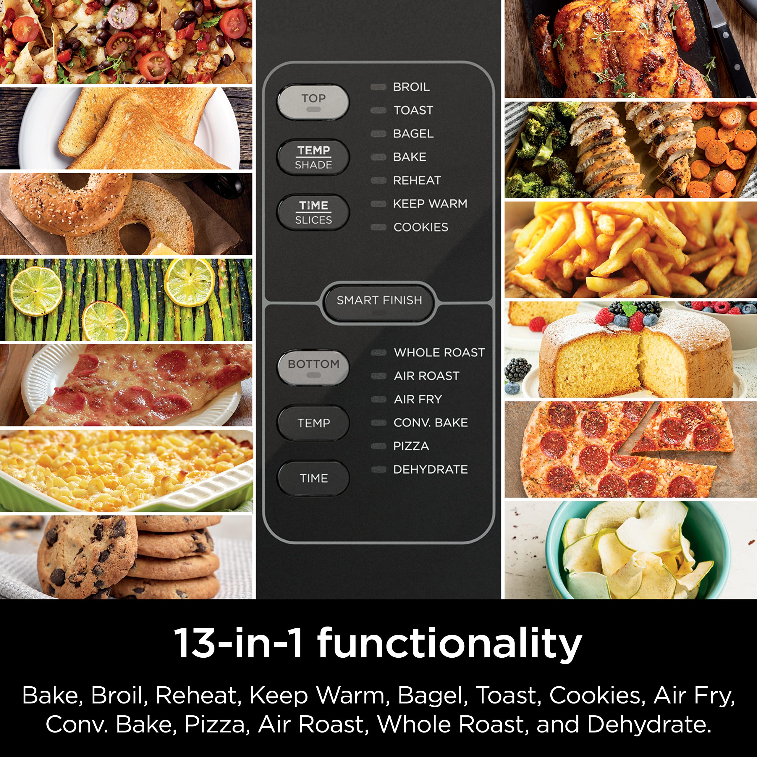 Ninja DCT402BK 13-in-1 Double Oven with FlexDoor, FlavorSeal & Smart Finish, Rapid Top Oven, Convection and Air Fry Bottom Bake, Roast, Toast, Fry, Pizza More, Black