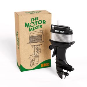 the motor mixer by hmc - wind-up outboard mini boat motor coffee mixer novelty beverage stirrer for cups, mugs, & glasses unique drink mixing gadget toy perfect stocking stuffer or holiday gift