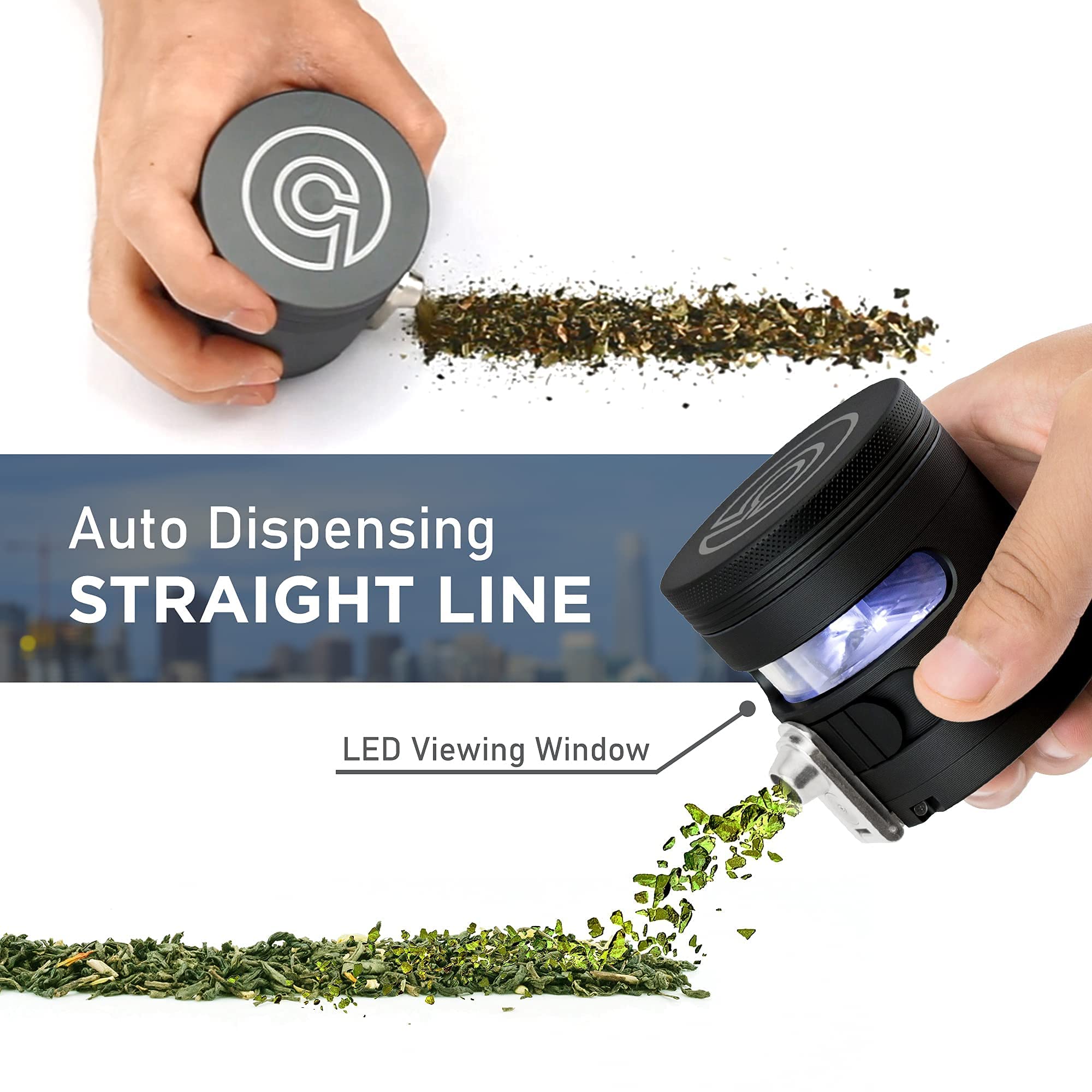 Tectonic9 Herb Grinder Automatic Electric Herbal Spice Dispenser Large 2.5" Aluminum Alloy (Grey), for HOME & KITCHEN ONLY