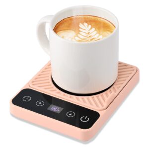 coffee warmer for desk - electric mug warmer, coffee mug warmer with timer, 6 temp mug warmer, led display smart coffee cup warmer, mug heater for coffee tea pink