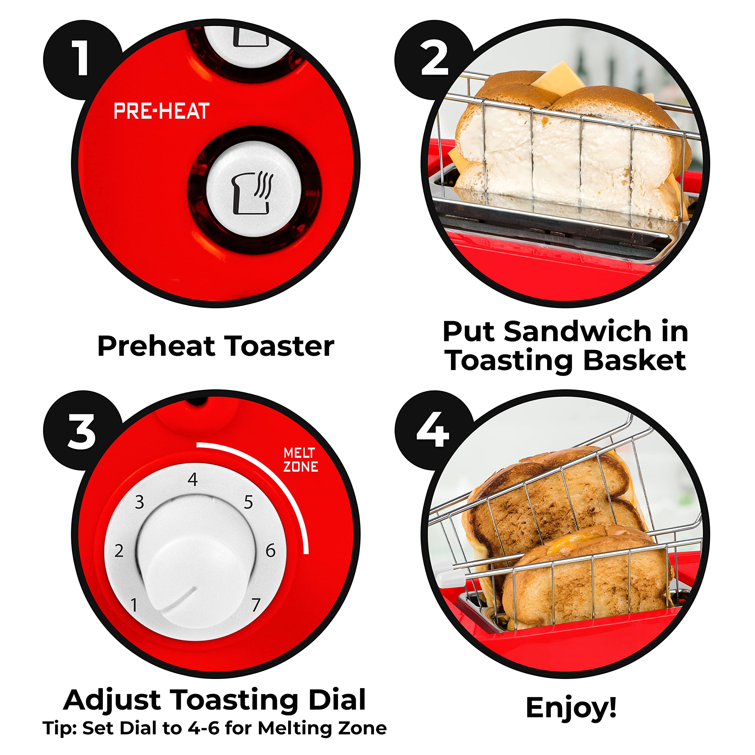 Nostalgia Coca-Cola Grilled Cheese Toaster with Easy-Clean Toaster Baskets and Adjustable Toasting Dial, Red, 2-Slot