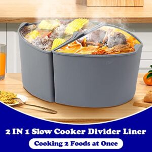 2-in-1 Silicone Slow Cooker Liners fit for 6-7 QT Crockpot, Silicone Slow Cooker Divider Liner, Reusable/BPA Free/Leakproof/Slow Cooker Accessories Cooking Liner for 6-7 Quart Pot