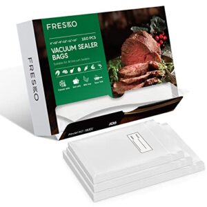 fresko vacuum sealer bags 150 count, seal a meal vac bag sealer machines, 50 of each size 50 pint 6"x10",50 quart 8"x12"and 50 gallon11"x16" bpa free, heavy bag, great for sous vide bag meal prep