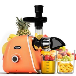 fezen cold press juicer, juicer machines vegetable and fruit, electric with high juice yield, easy to clean masticating for nutrient fruit vegetables, pure juice, quiet motor