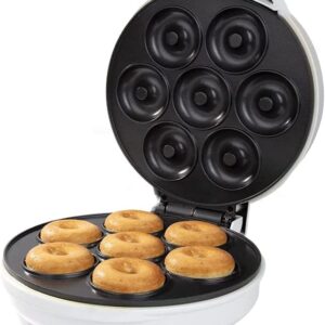 Mini Donut Maker, Electric Non-Stick Surface Makes 7 Small Doughnuts, Decorate or Ice Your Own for Kid Friendly Dessert or Snack